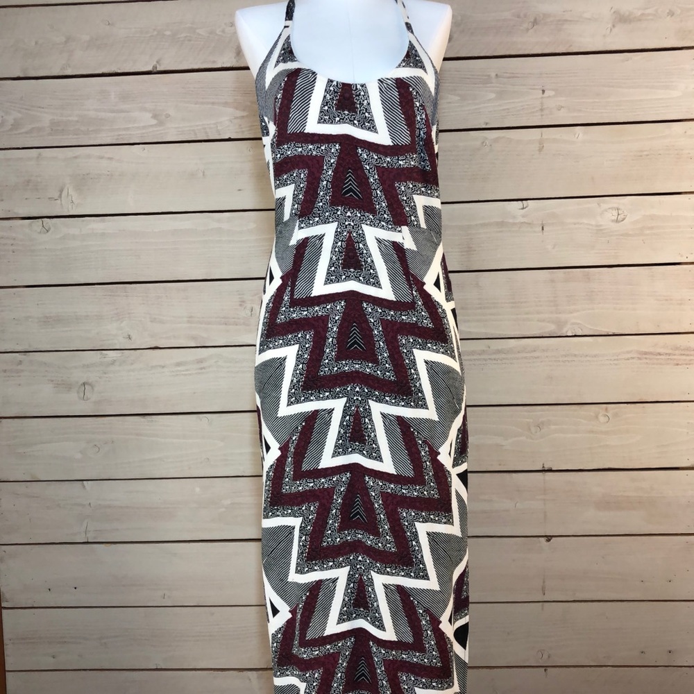 Free People Geometric Full Length Dress Side Slits